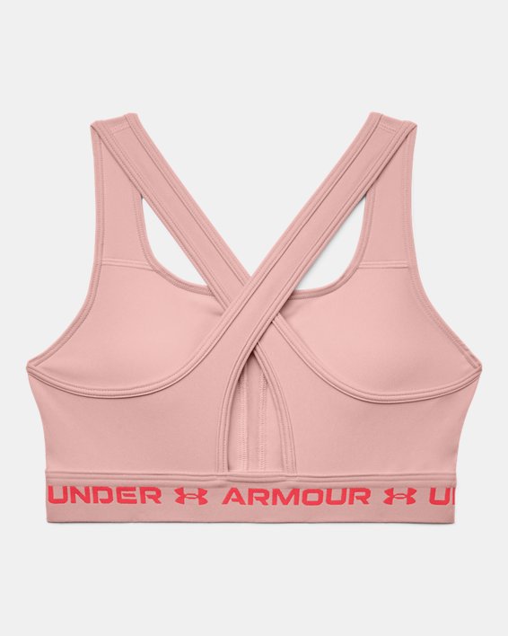 Women's Armour® Mid Crossback Heather Sports Bra, Pink, pdpMainDesktop image number 9
